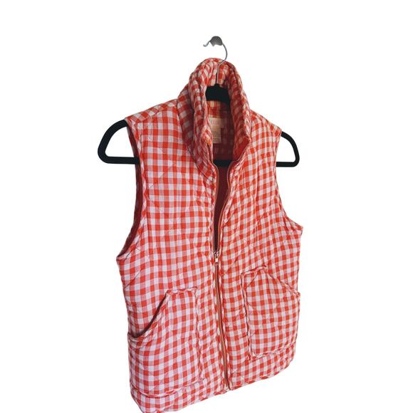 Peach Love California Gingham Quilted Vest Orange White Small Clemson Tigers - Picture 4 of 7
